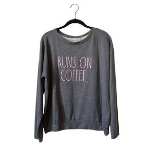 Rae Dunn Sweatshirt Womens Size M Runs On Coffee Gray Lightweight Comfy Pullover